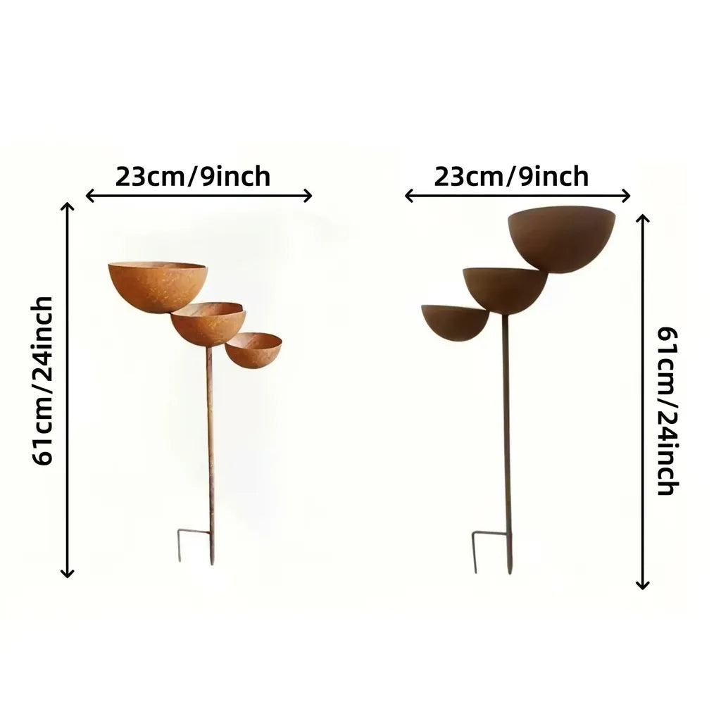 Three-Tier Metal Bird Bath with Ground Stake