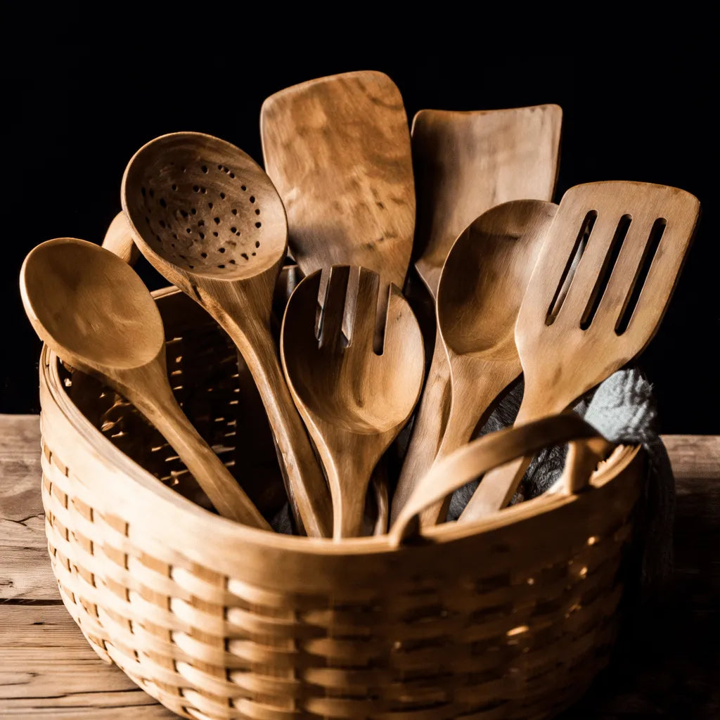 Traditional Japanese Wooden Kitchen Utensil Set