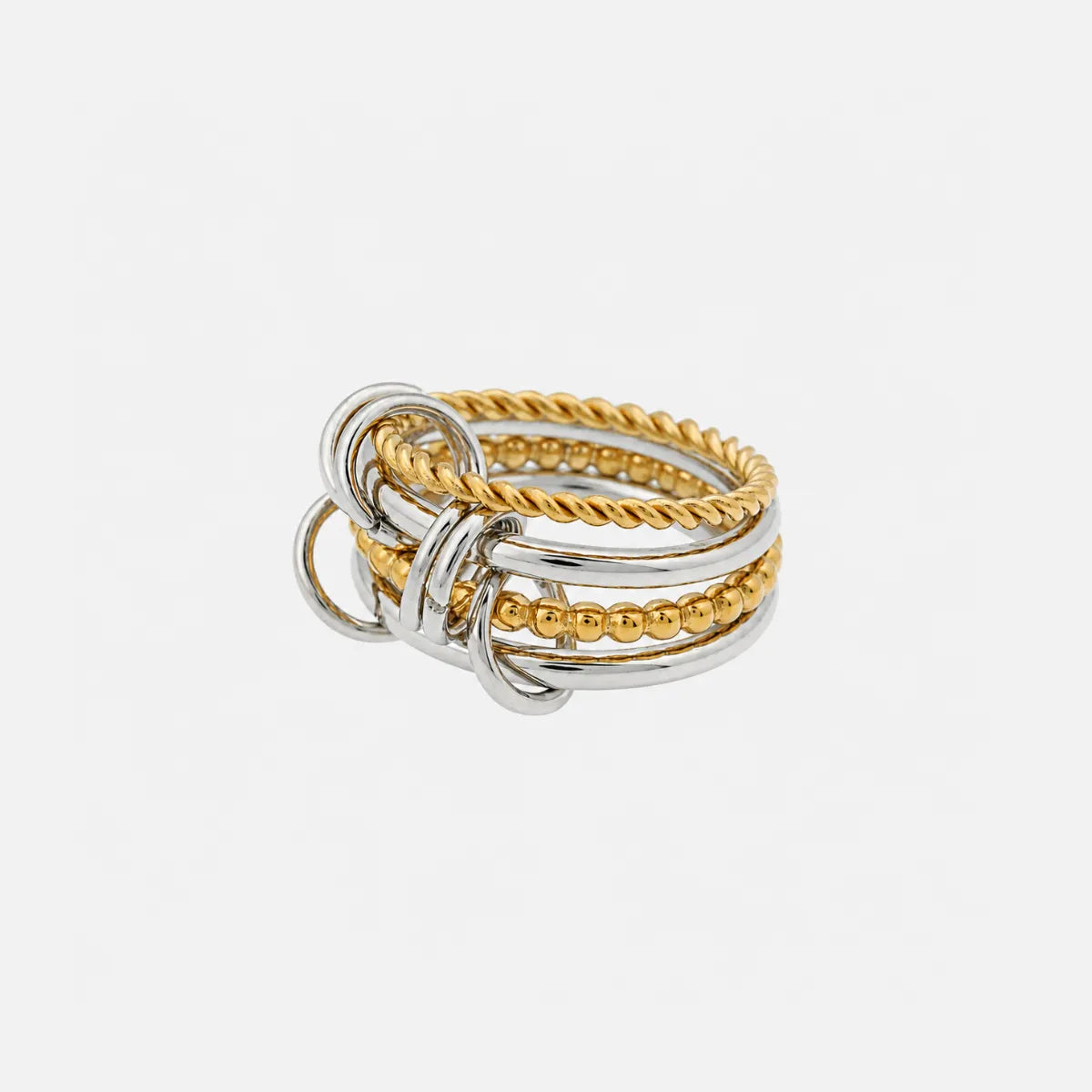 Two-Tone Interlocking Knot Ring with Layered Design