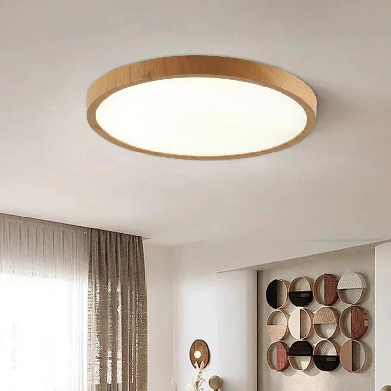 Ultra-Thin Walnut Circular LED Ceiling Light