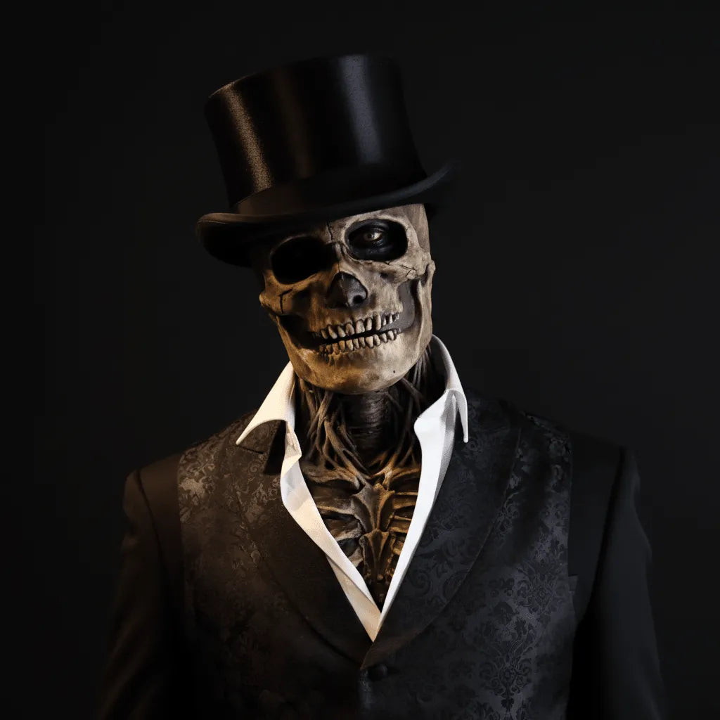 Unisex Full Face Skeleton Mask with Hat for Halloween