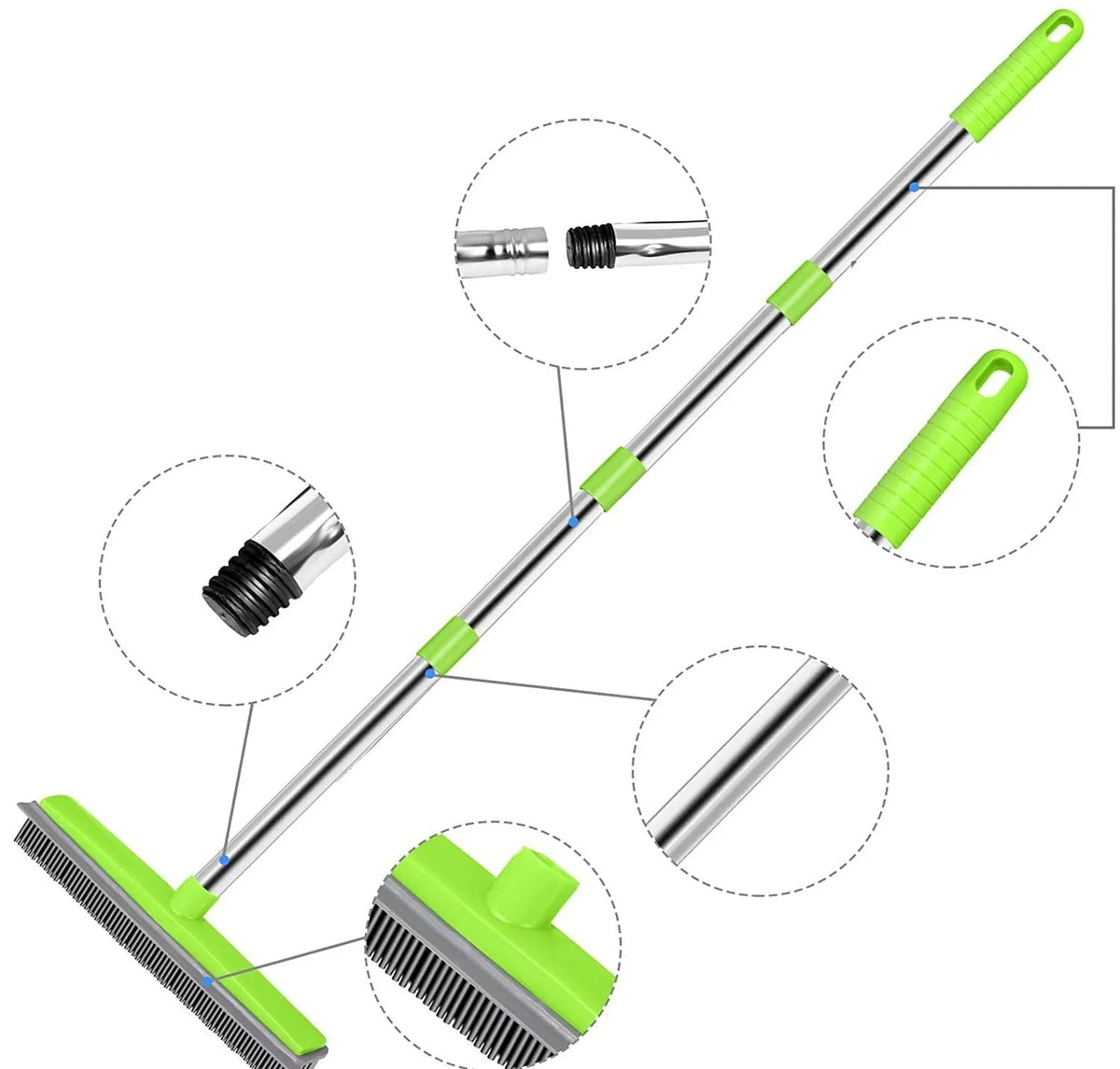 Universal Rubber Pet Hair Removal Broom with Squeegee