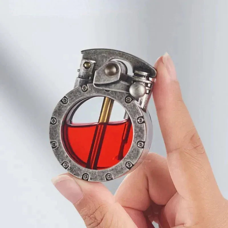 Vintage Rocker Arm Lighter with Windproof Transparent Tank