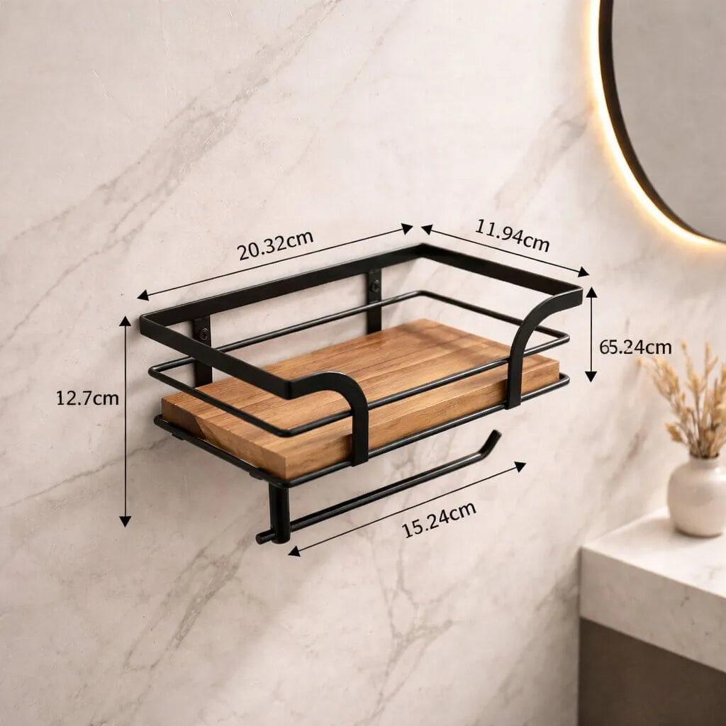 Wall-Mounted Toilet Paper Holder with Storage Shelf