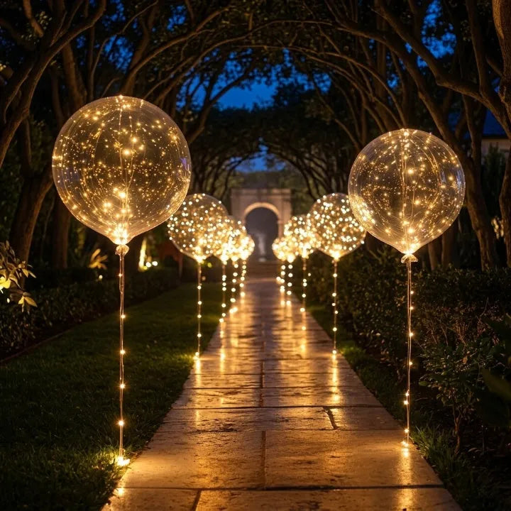 Warm White LED Glowing Balloons 10-Piece Set