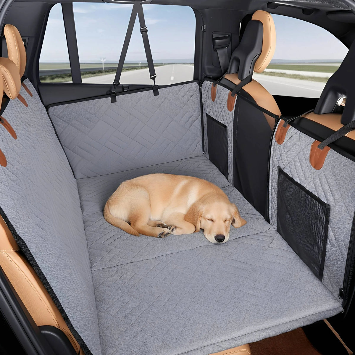 Waterproof Dog Backseat Extender with Memory Foam Bed