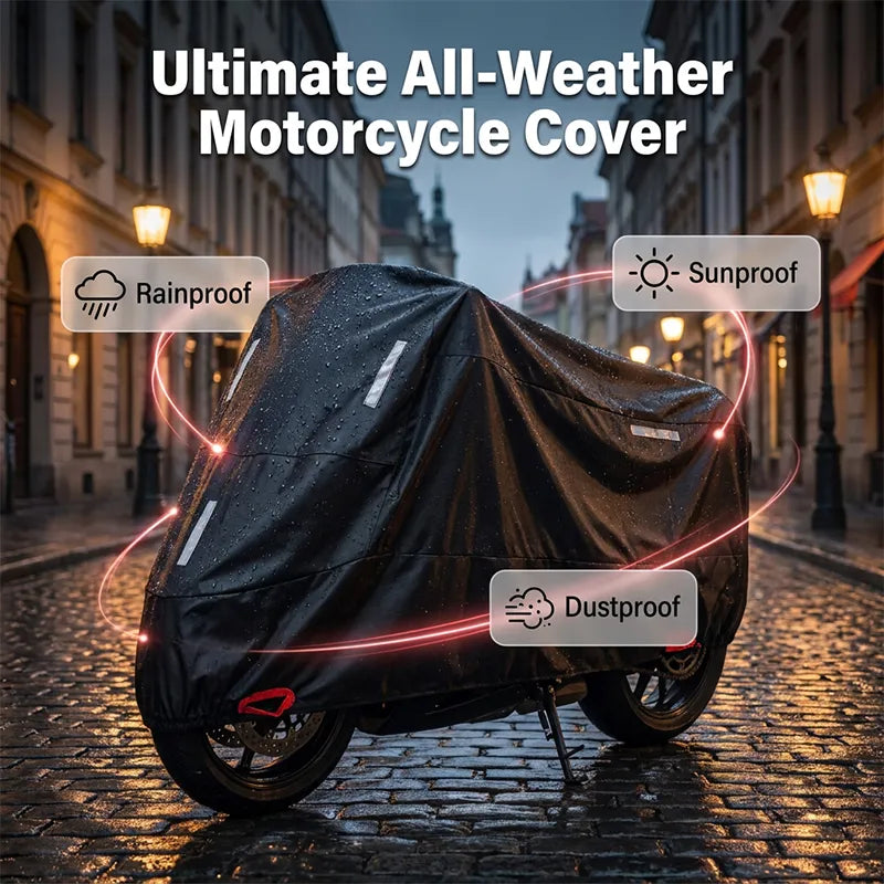 Weatherproof Oxford Motorcycle Cover with Reflective Stripes