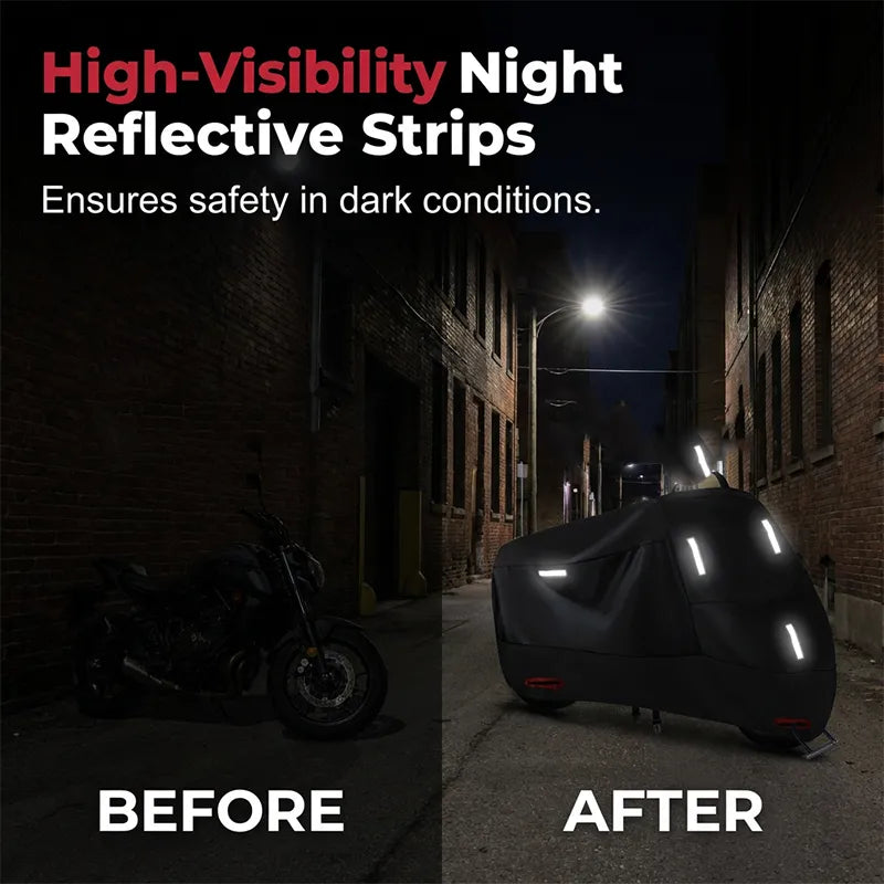 Weatherproof Oxford Motorcycle Cover with Reflective Stripes