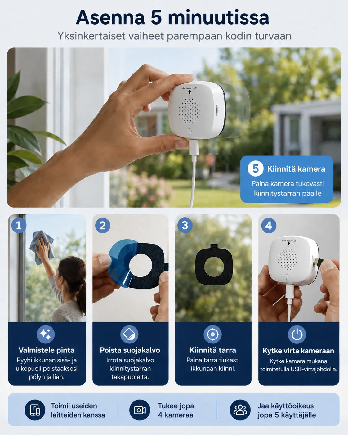 Window Security Camera with Color Night Vision