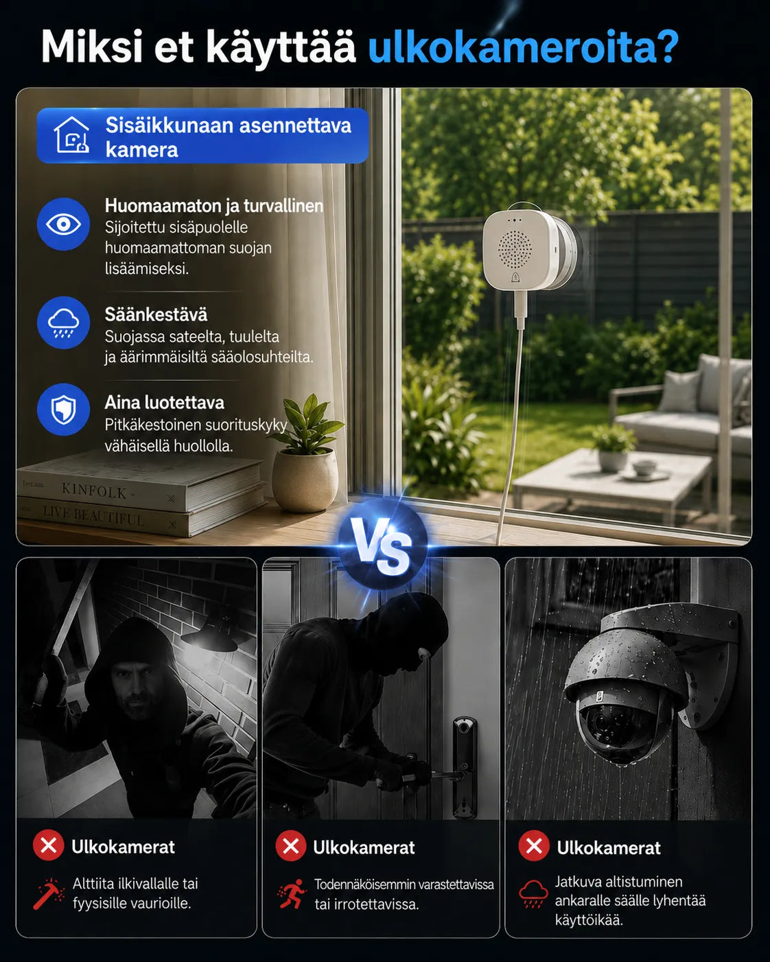 Window Security Camera with Color Night Vision