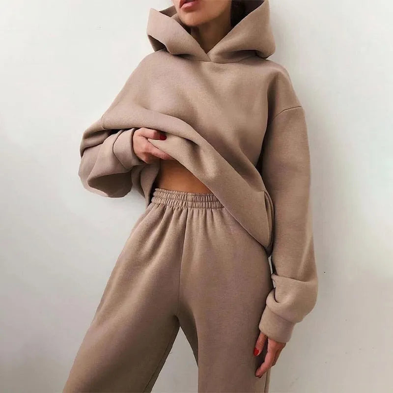 Women's 2-Piece Hooded Pullover and Jogger Pants Set
