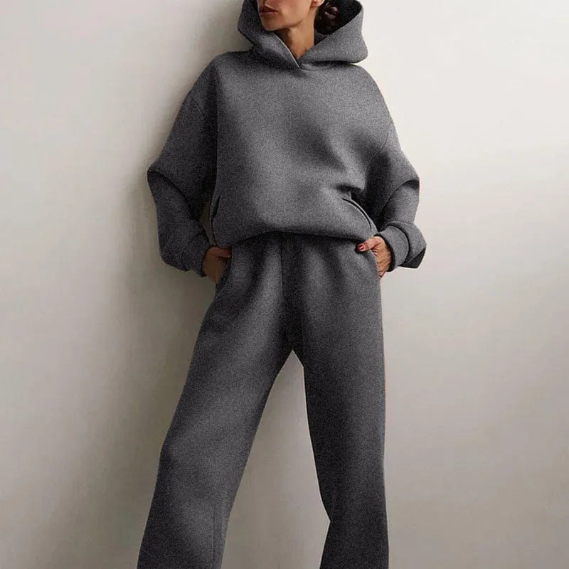 Women's 2-Piece Hooded Pullover and Jogger Pants Set