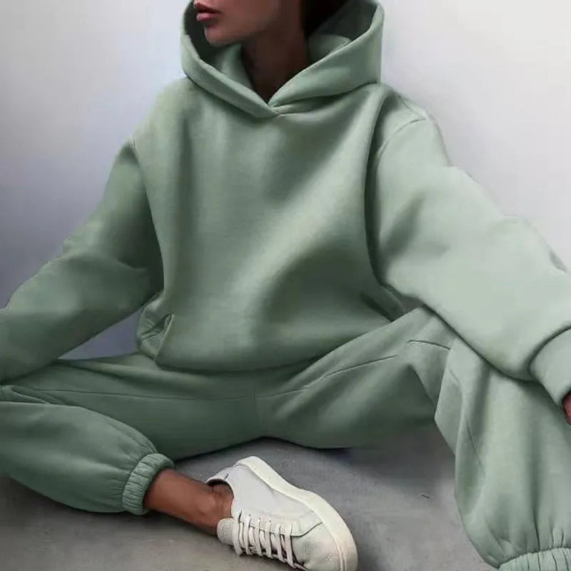 Women's 2-Piece Hooded Pullover and Jogger Pants Set