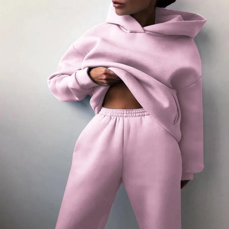 Women's 2-Piece Hooded Pullover and Jogger Pants Set