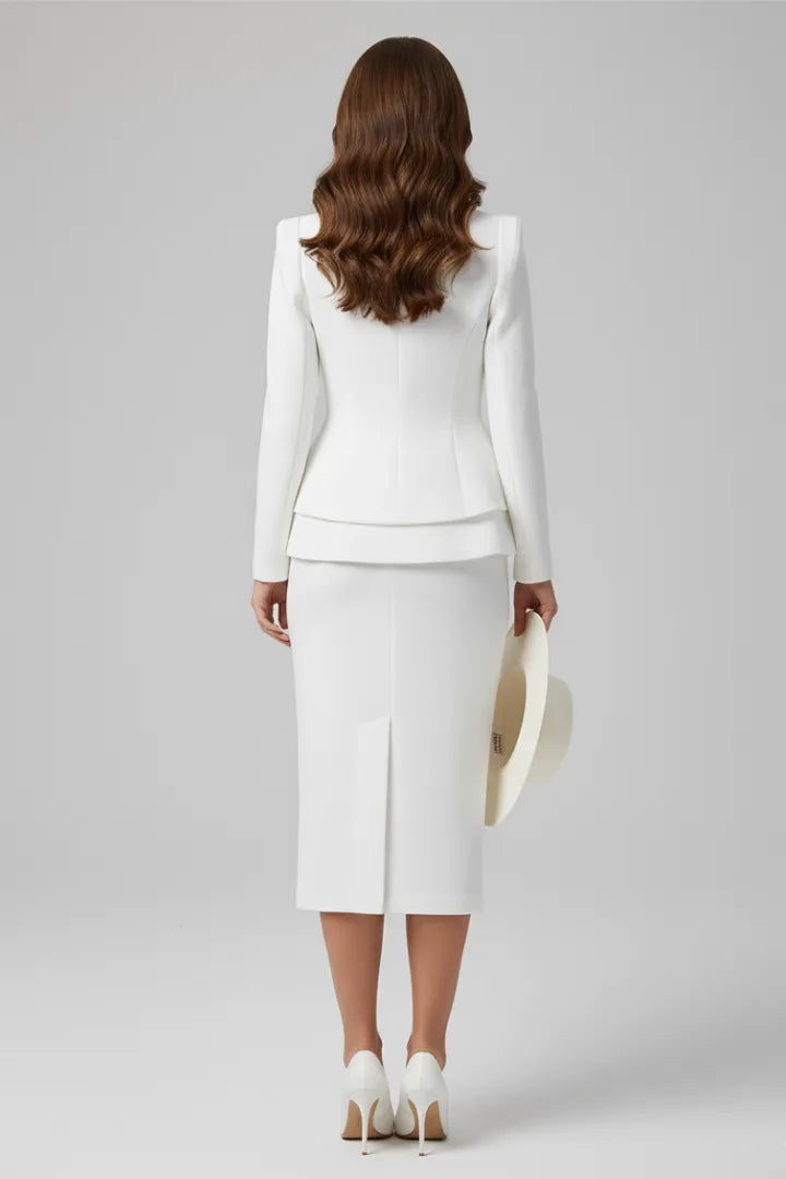 Women's 2-Piece Peplum Skirt Suit Set with Square Neckline