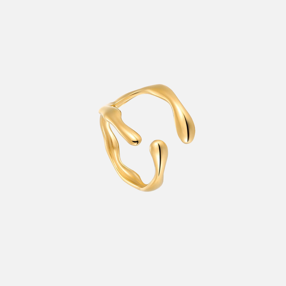 Women's Adjustable Open Ring with Organic Wave Design