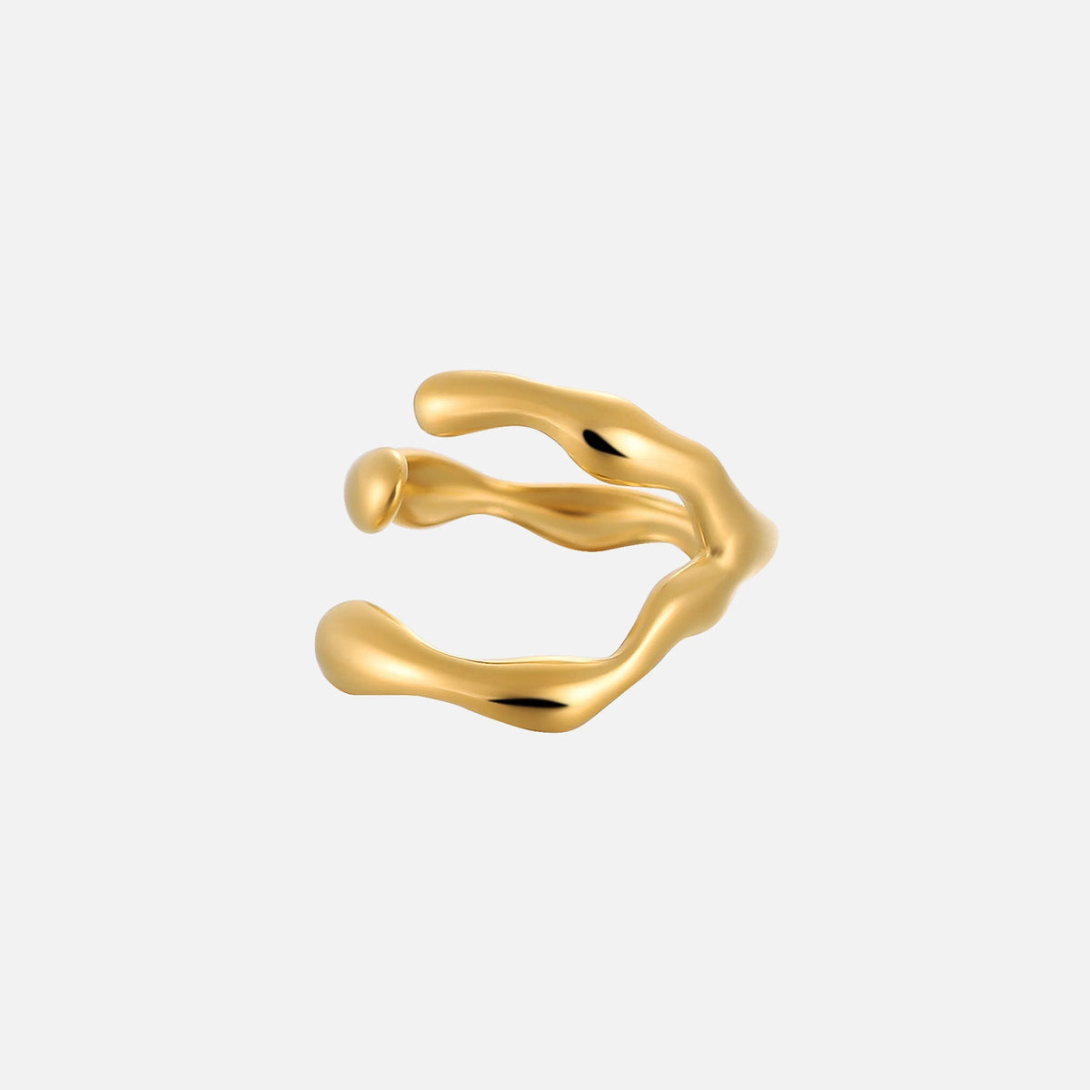 Women's Adjustable Open Ring with Organic Wave Design