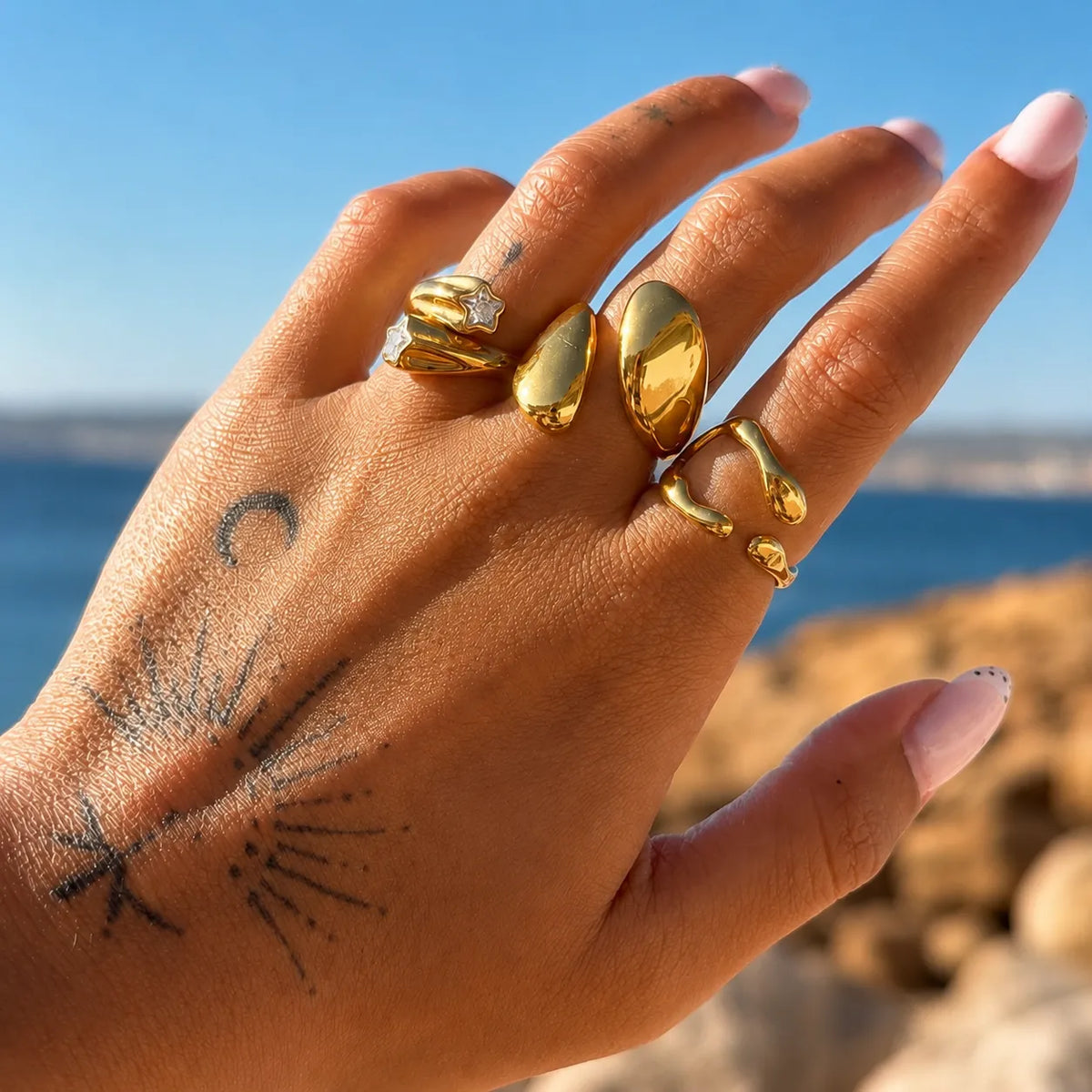 Women's Adjustable Open Ring with Sculptural Silhouette