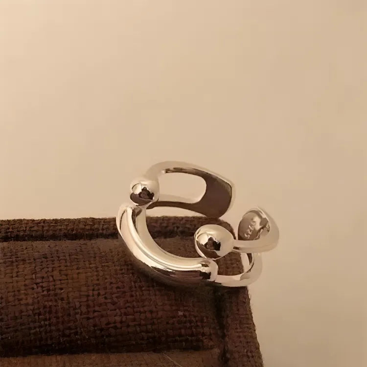 Women's Adjustable Smiley Face Ring with Minimalist Design