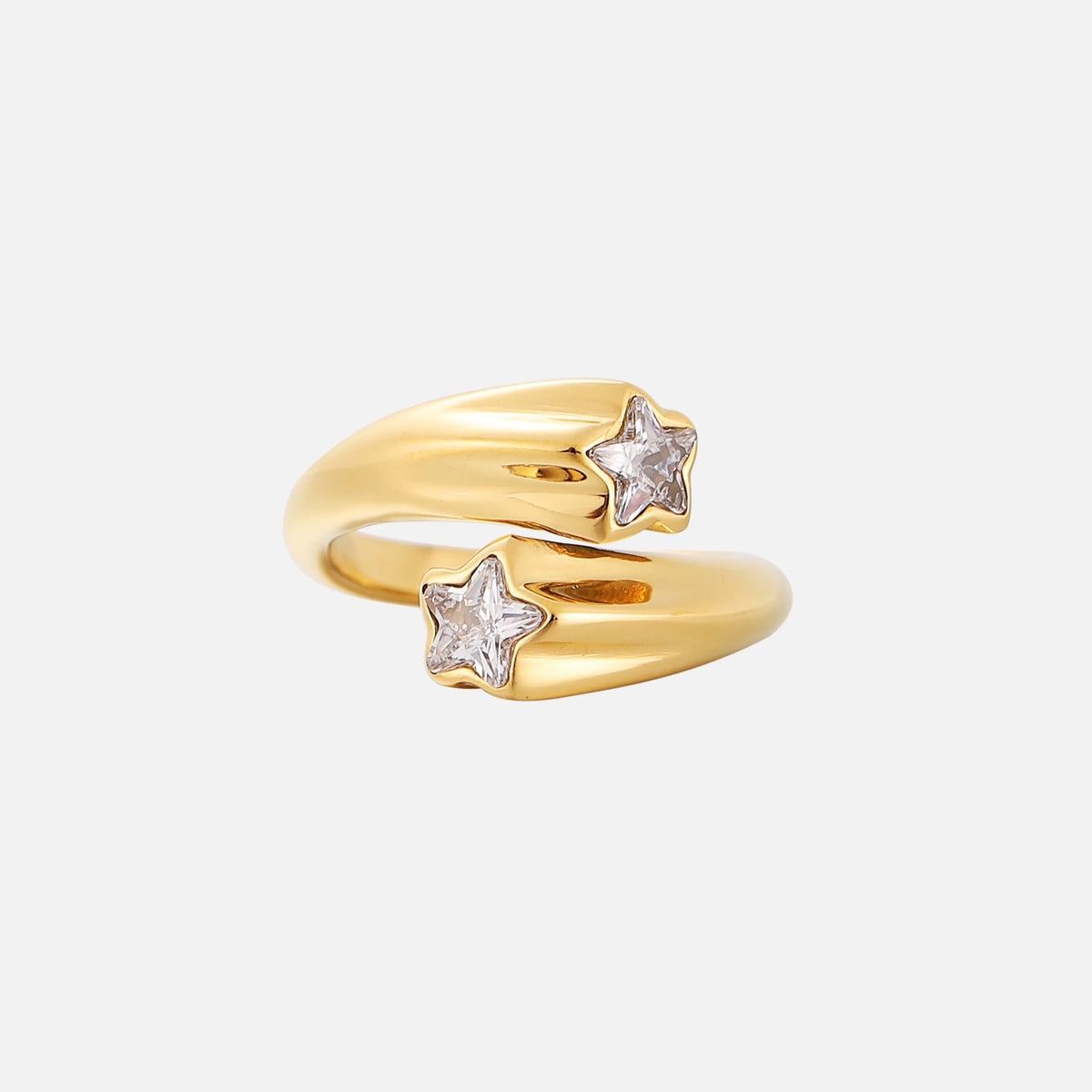 Women's Adjustable Star Wrap Ring in Gold Tone