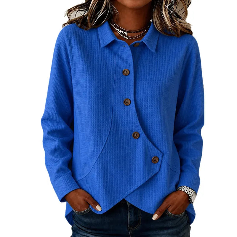 Women's Asymmetrical Hem Button Sweater