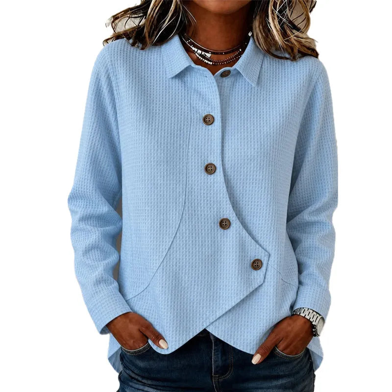 Women's Asymmetrical Hem Button Sweater