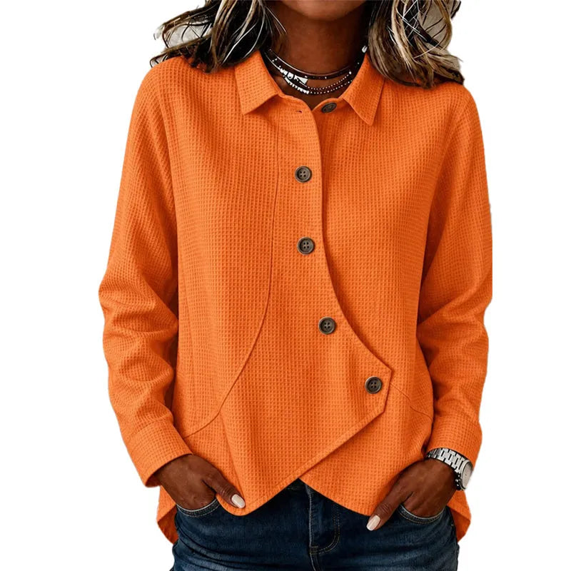Women's Asymmetrical Hem Button Sweater