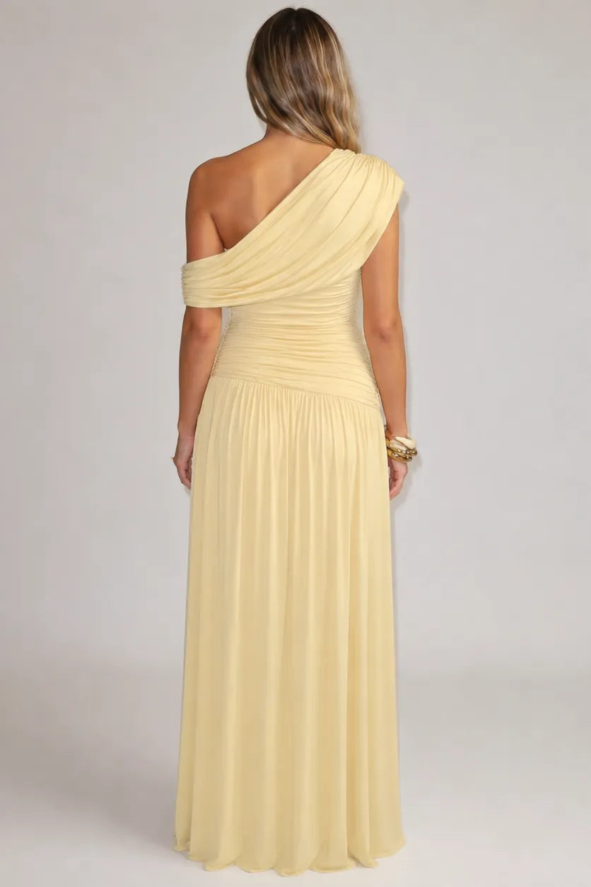 Women's Asymmetrical Maternity Maxi Dress in Yellow