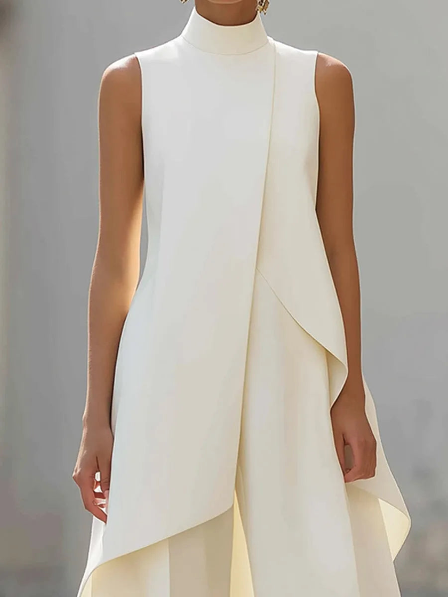 Women's Asymmetrical Top and Wide Leg Trouser Set