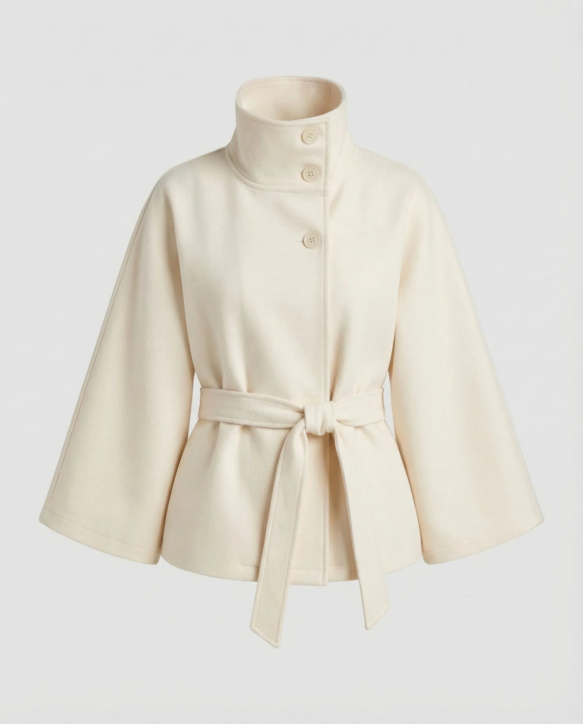 Women's Belted Wool Blend High Collar Cape Coat