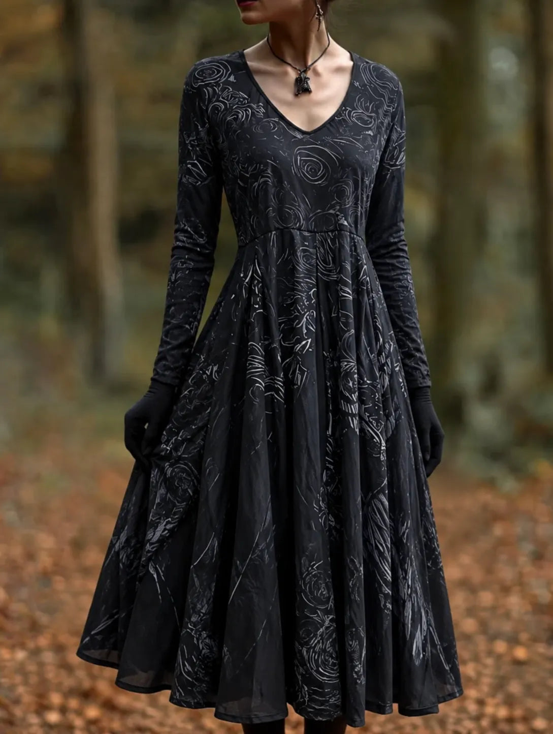 Women's Black Maxi Dress with Rose Appliqué
