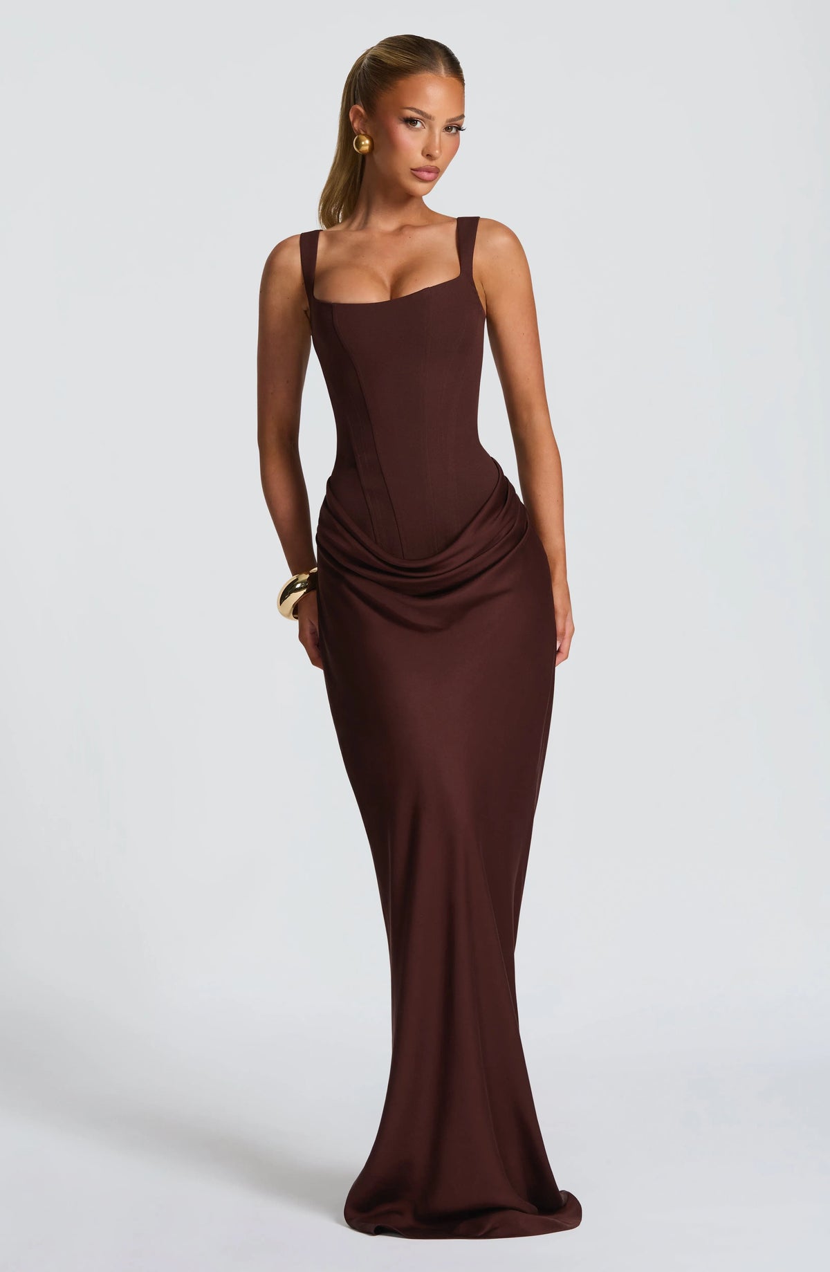 Women's Bodycon Maxi Dress with Square Neckline