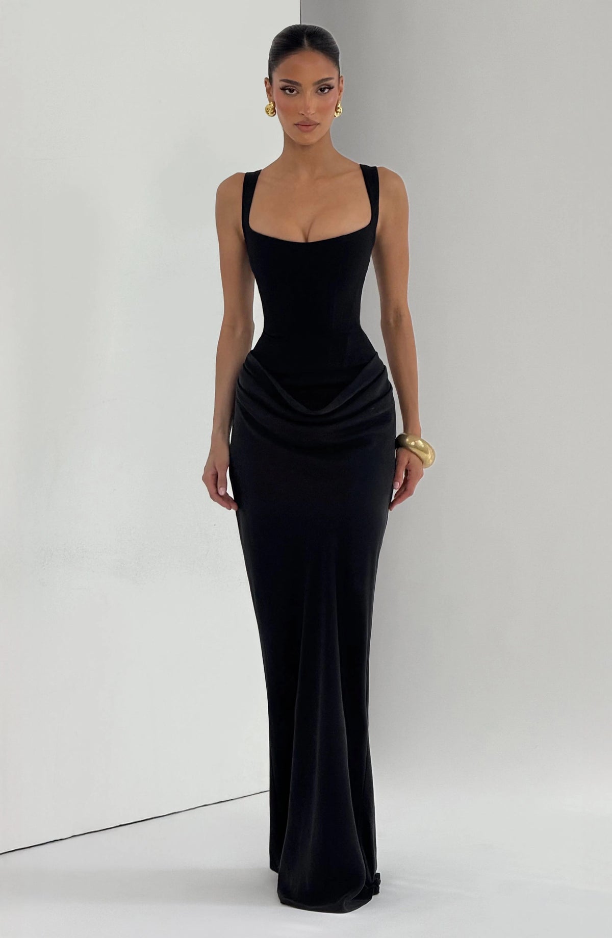Women's Bodycon Maxi Dress with Square Neckline