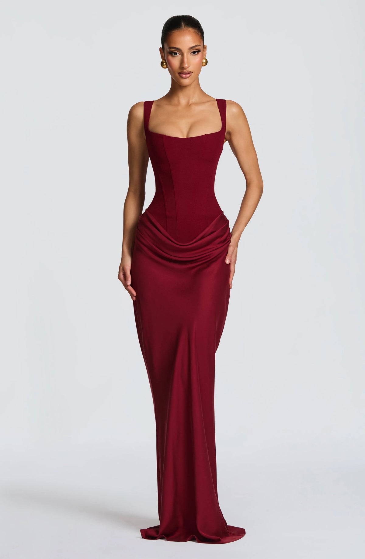 Women's Bodycon Maxi Dress with Square Neckline