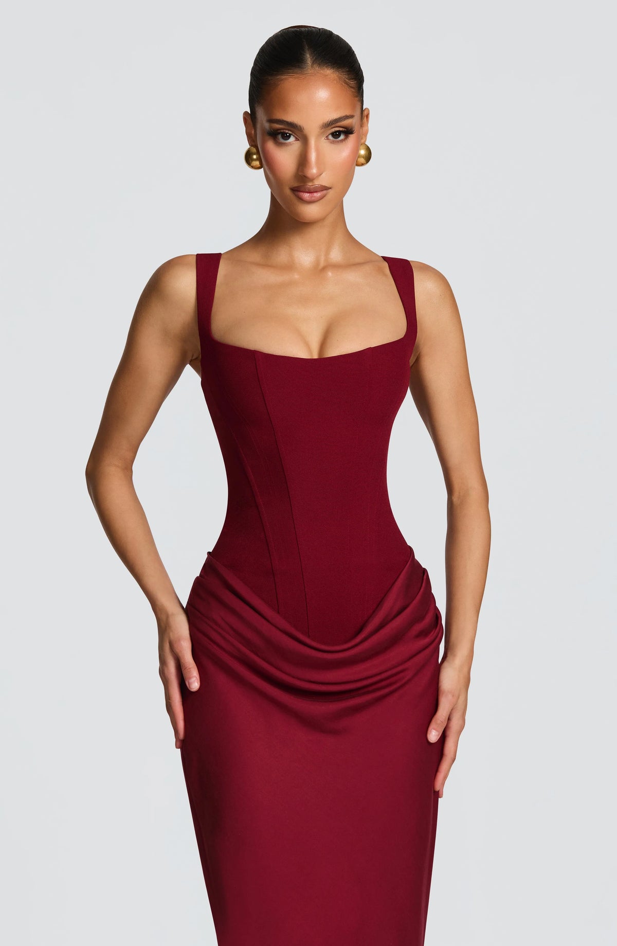 Women's Bodycon Maxi Dress with Square Neckline