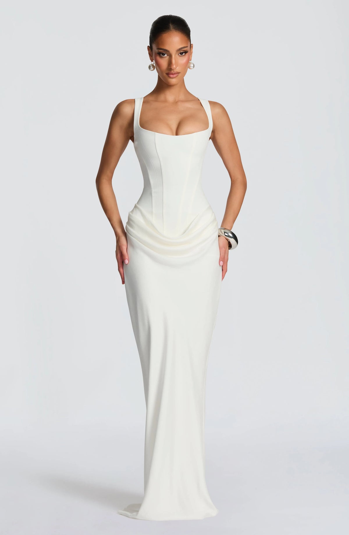 Women's Bodycon Maxi Dress with Square Neckline