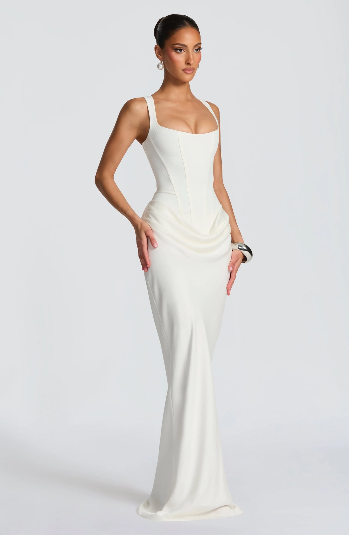 Women's Bodycon Maxi Dress with Square Neckline
