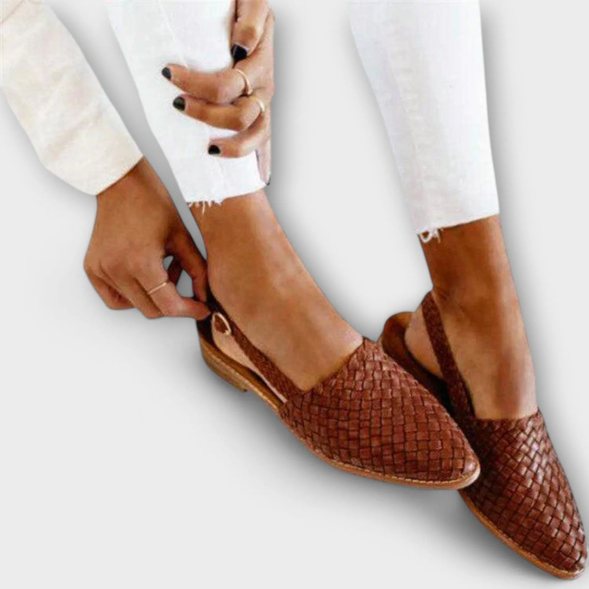 Women's Braided Leather Moccasins with Soft Sole