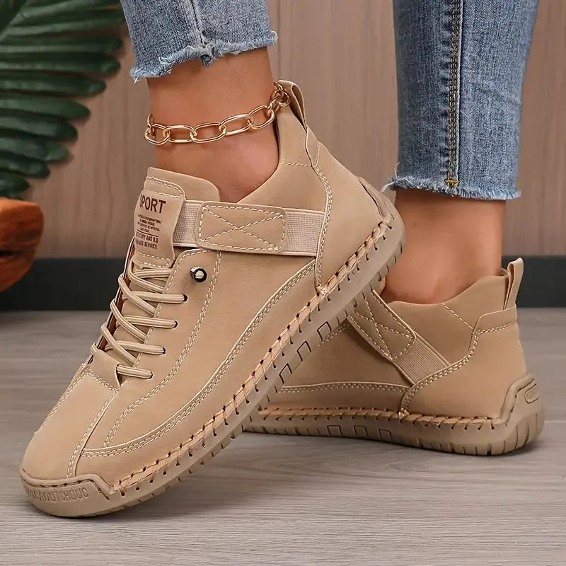 Women's Breathable Leather Slip-On Supportive Walking Shoes