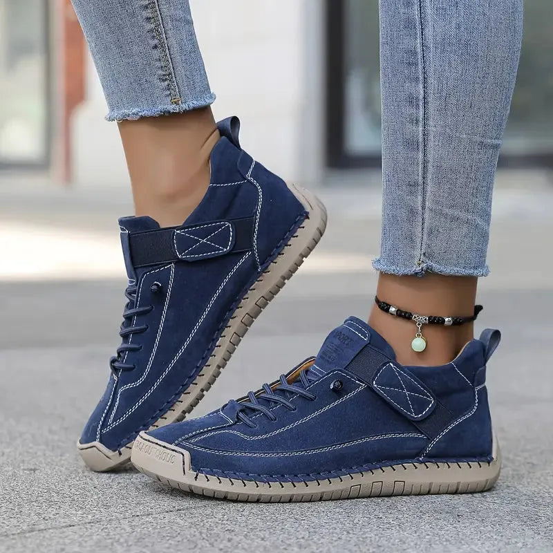 Women's Breathable Leather Slip-On Supportive Walking Shoes