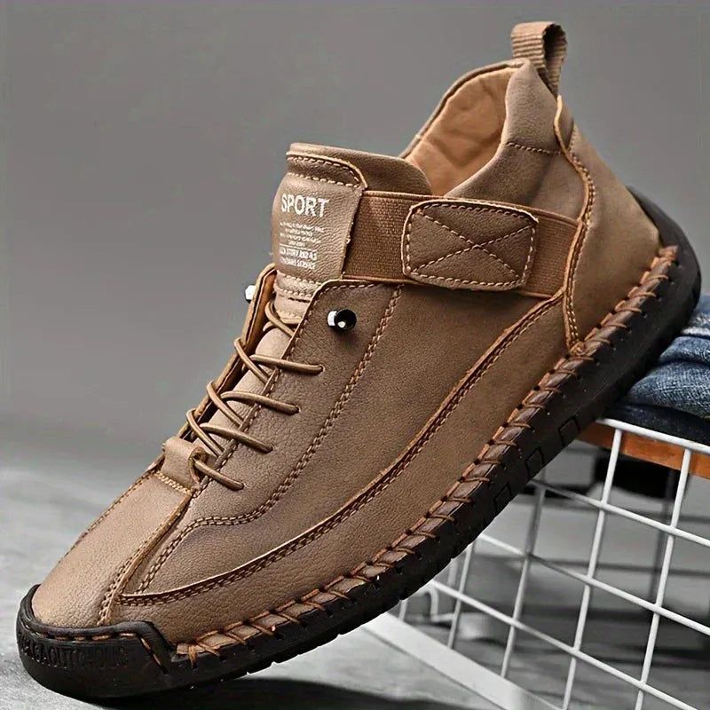 Women's Breathable Leather Slip-On Supportive Walking Shoes