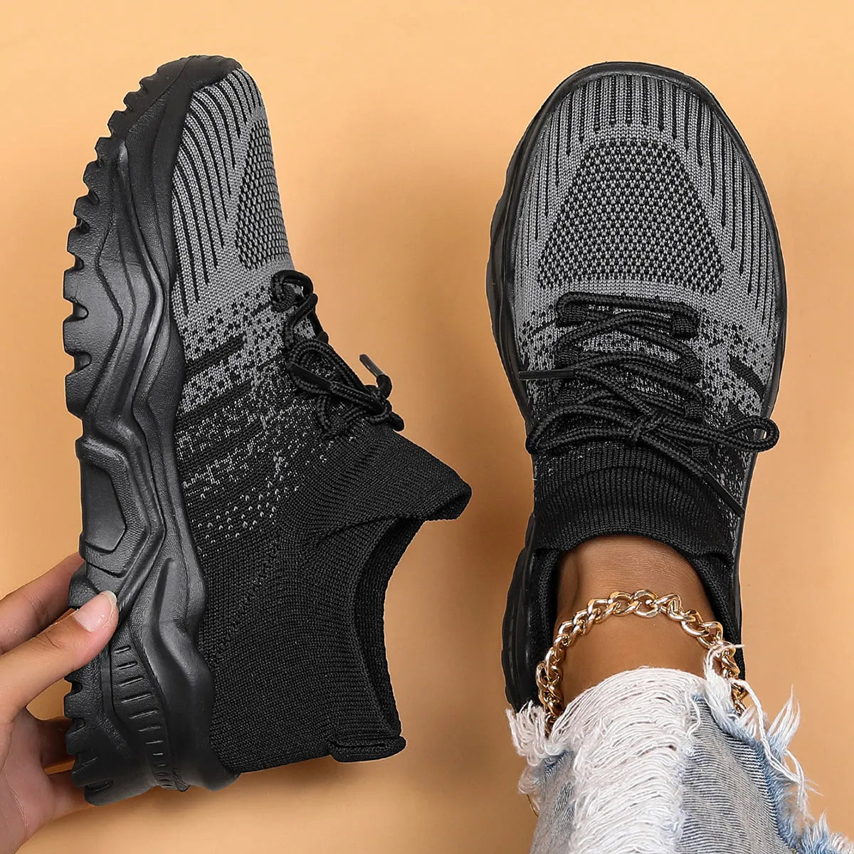 Women's Breathable Mesh Sneakers with Non-Slip Sole