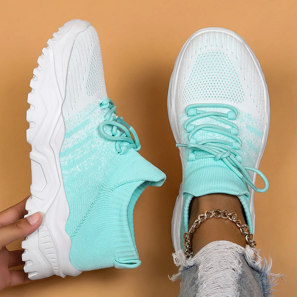 Women's Breathable Mesh Sneakers with Non-Slip Sole
