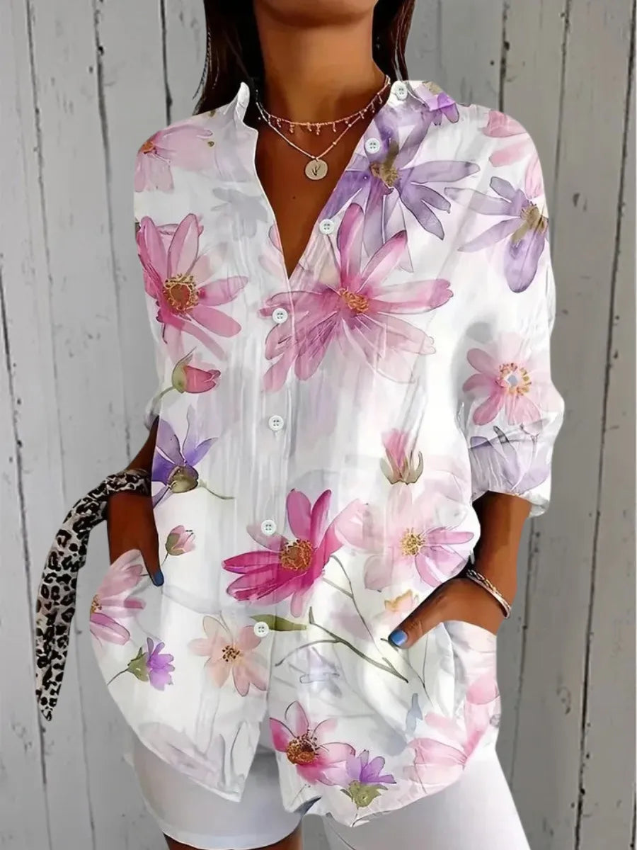 Women's Casual Blouse with Artistic Print