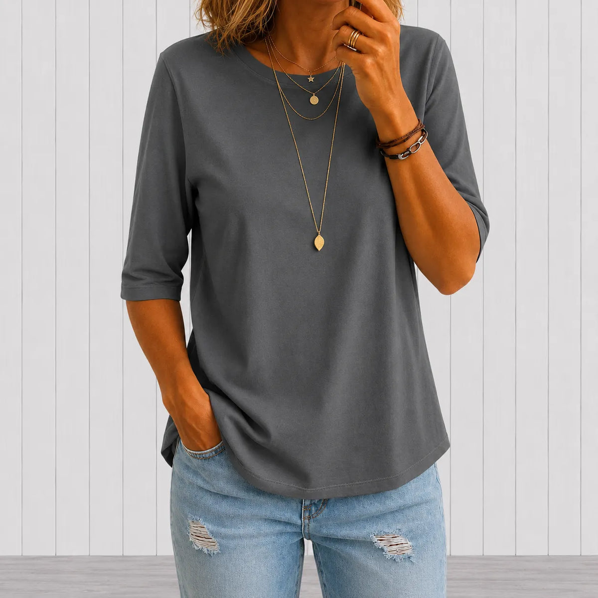 Women's Casual Half-Sleeve T-Shirt with Relaxed Fit