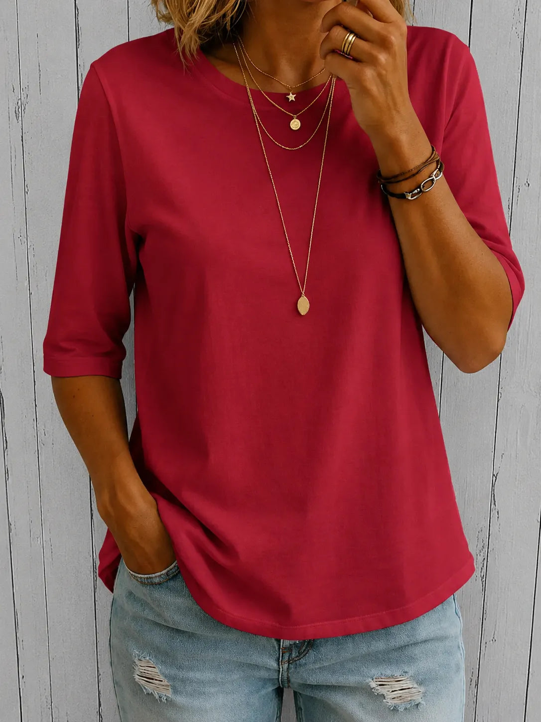 Women's Casual Half-Sleeve T-Shirt with Relaxed Fit