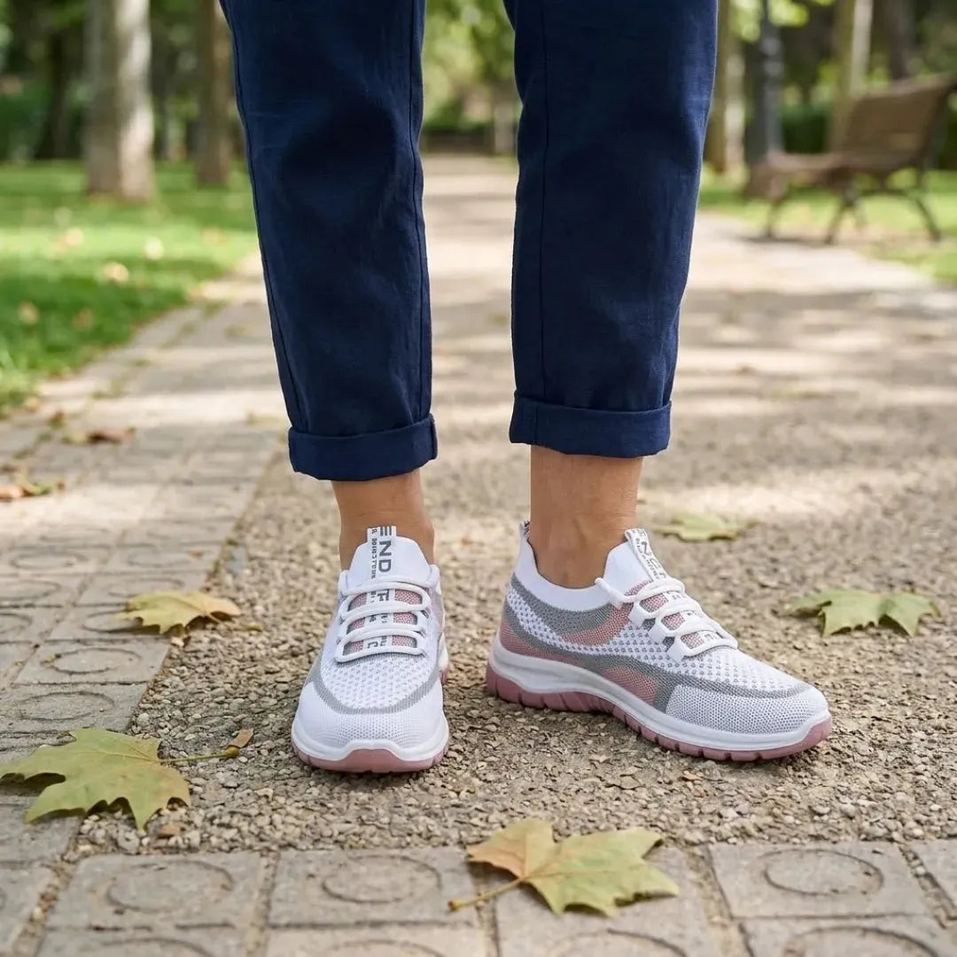 Women's Casual Sneakers with Breathable Mesh and Wide Fit
