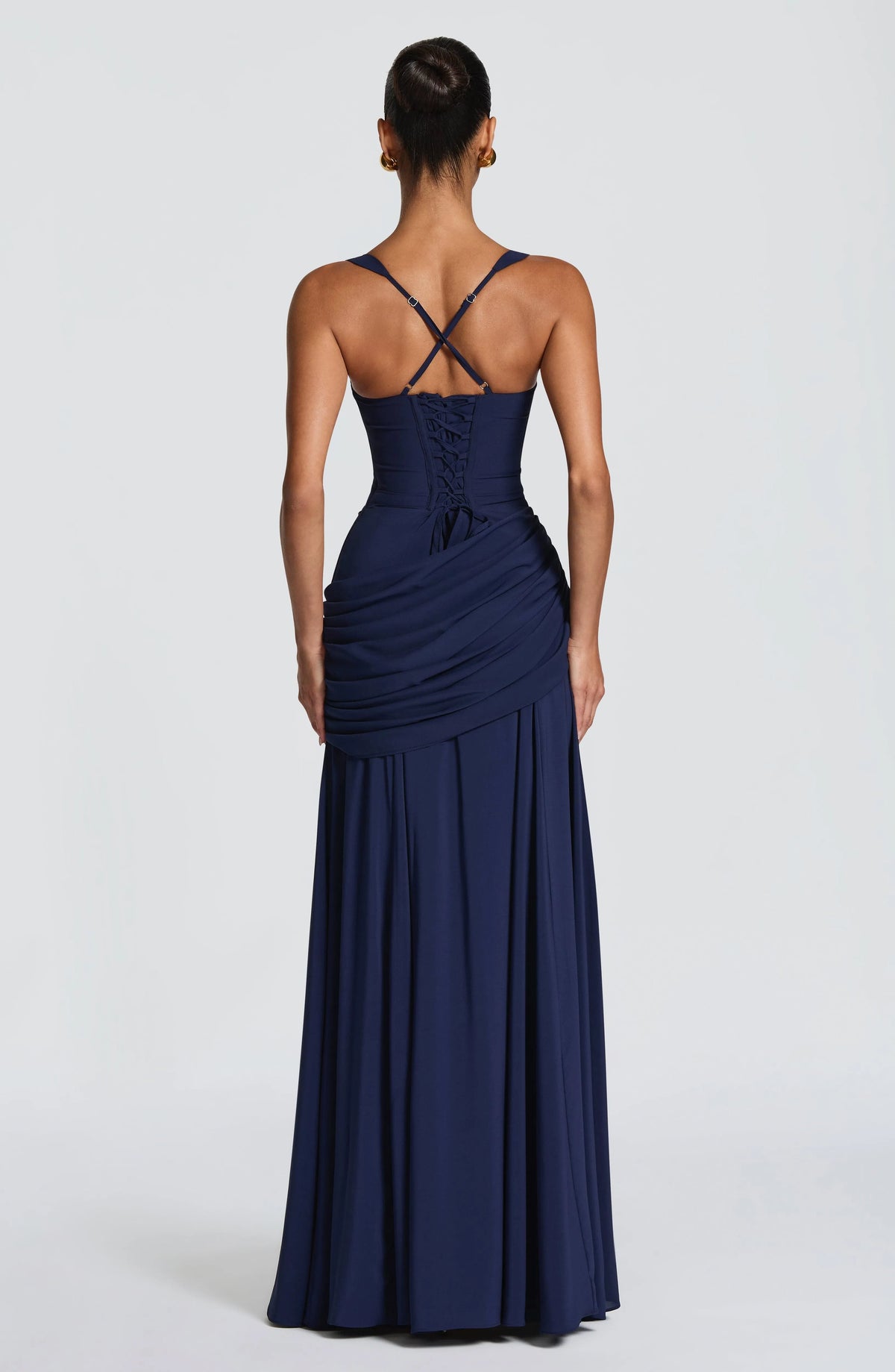 Women's Chiffon Maxi Dress with Lace-Up Back