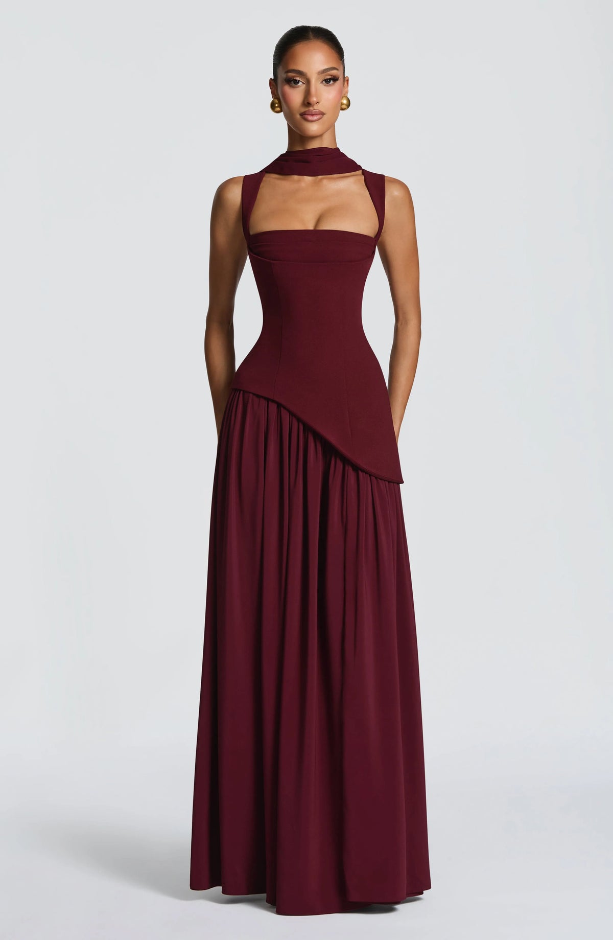 Women's Chiffon Maxi Dress with Lace-Up Back