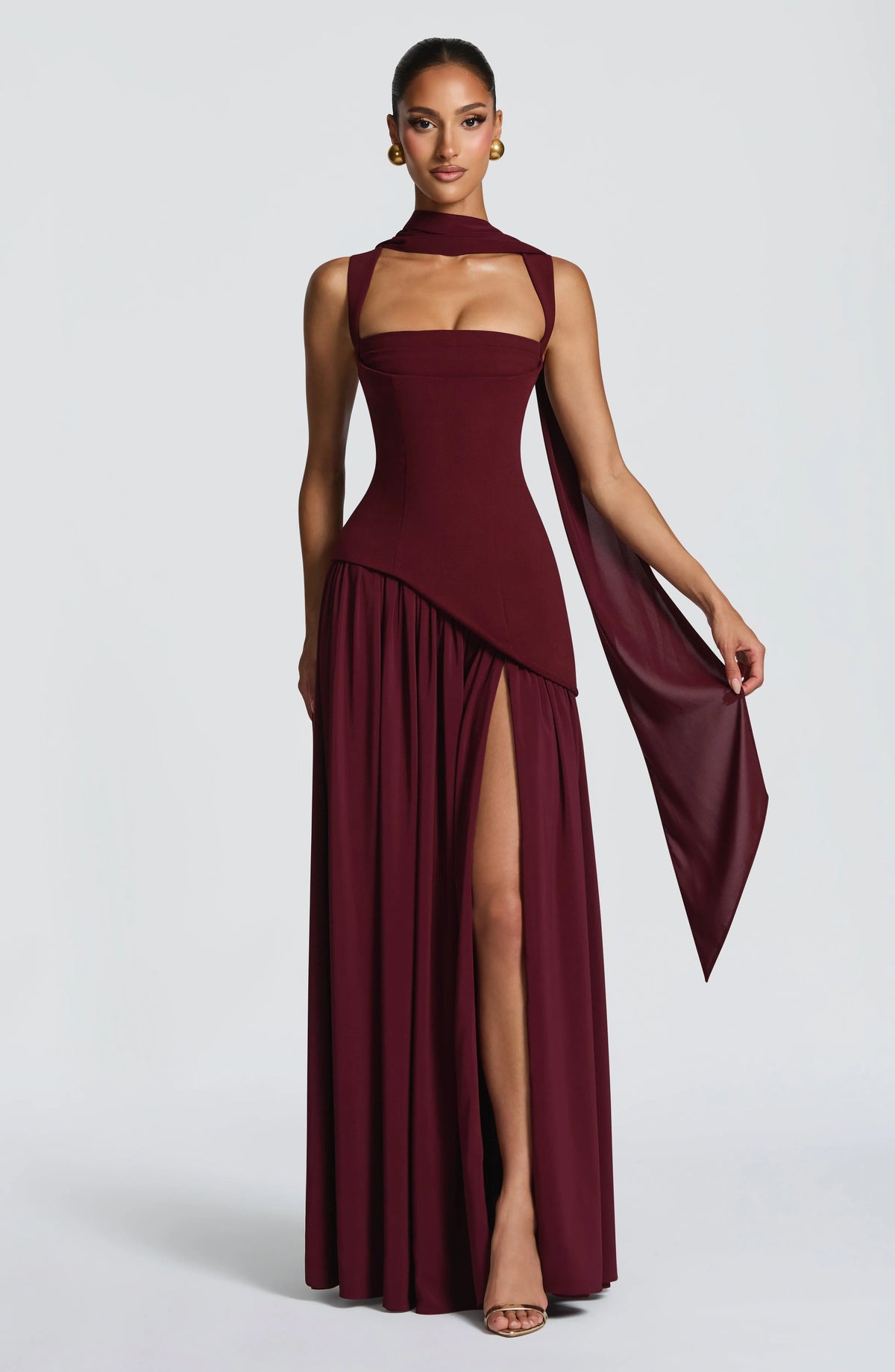 Women's Chiffon Maxi Dress with Lace-Up Back